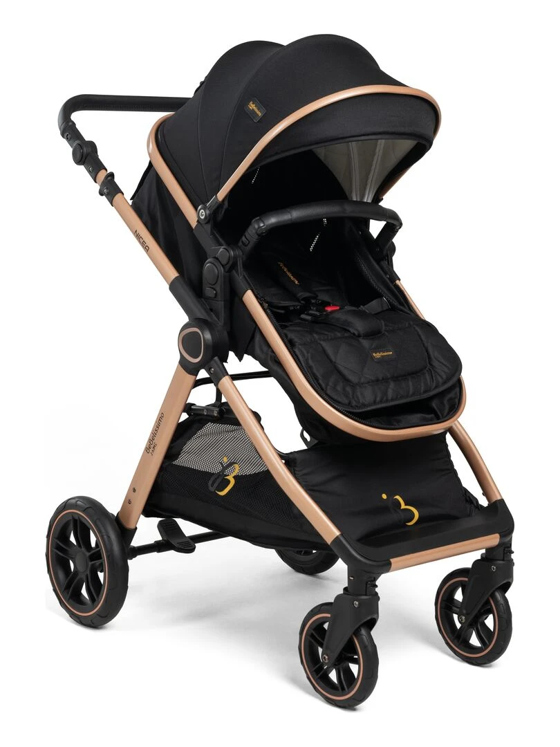 BEBELISSIMO   Poussette combinée trio 3 en 1   siège auto I size 40 87cm – 0   22kg   Nicea   noir   Noir