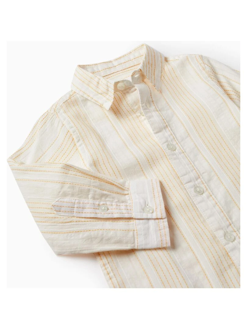 Chemise à manches longues en coton pour bébé garçon manches longues CÉRÉMONIE   Blanc