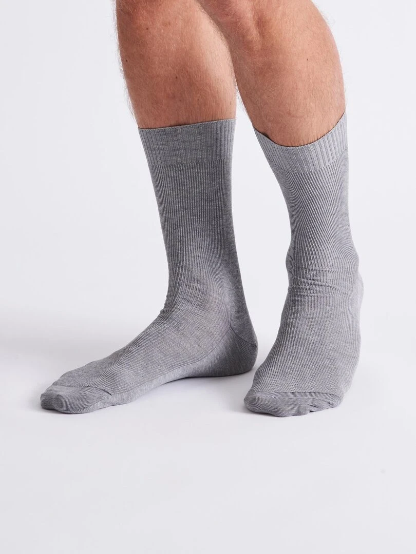 Chaussettes à base de fil d Écosse mélangé Damart Gris chiné