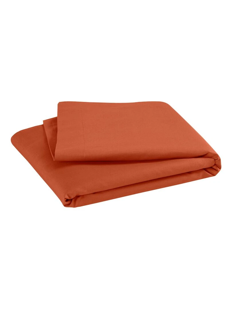 Drap plat pour lit bébé 100% coton Bio 'P'tit Basile' Rouge brique