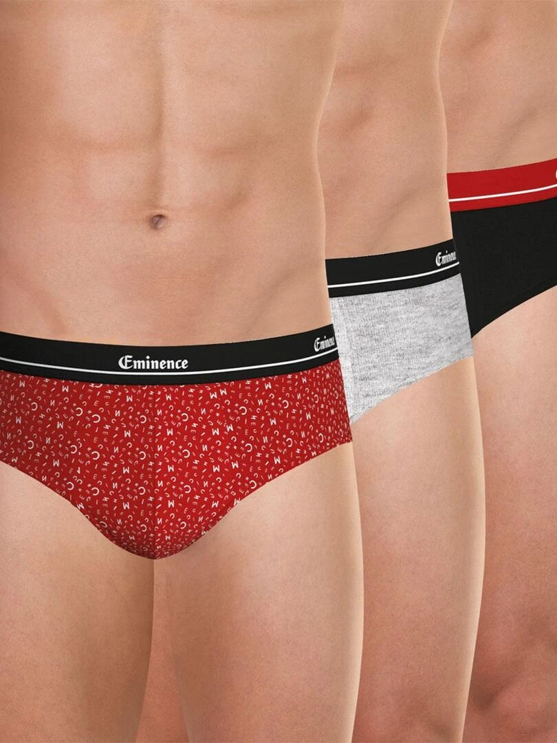 Lot de 3 slips homme Chic Edition limitée 80 ans Gris Rouge Noir