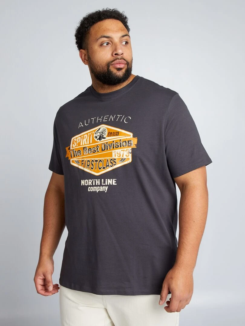 T shirt en jersey avec print placé devant   Noir