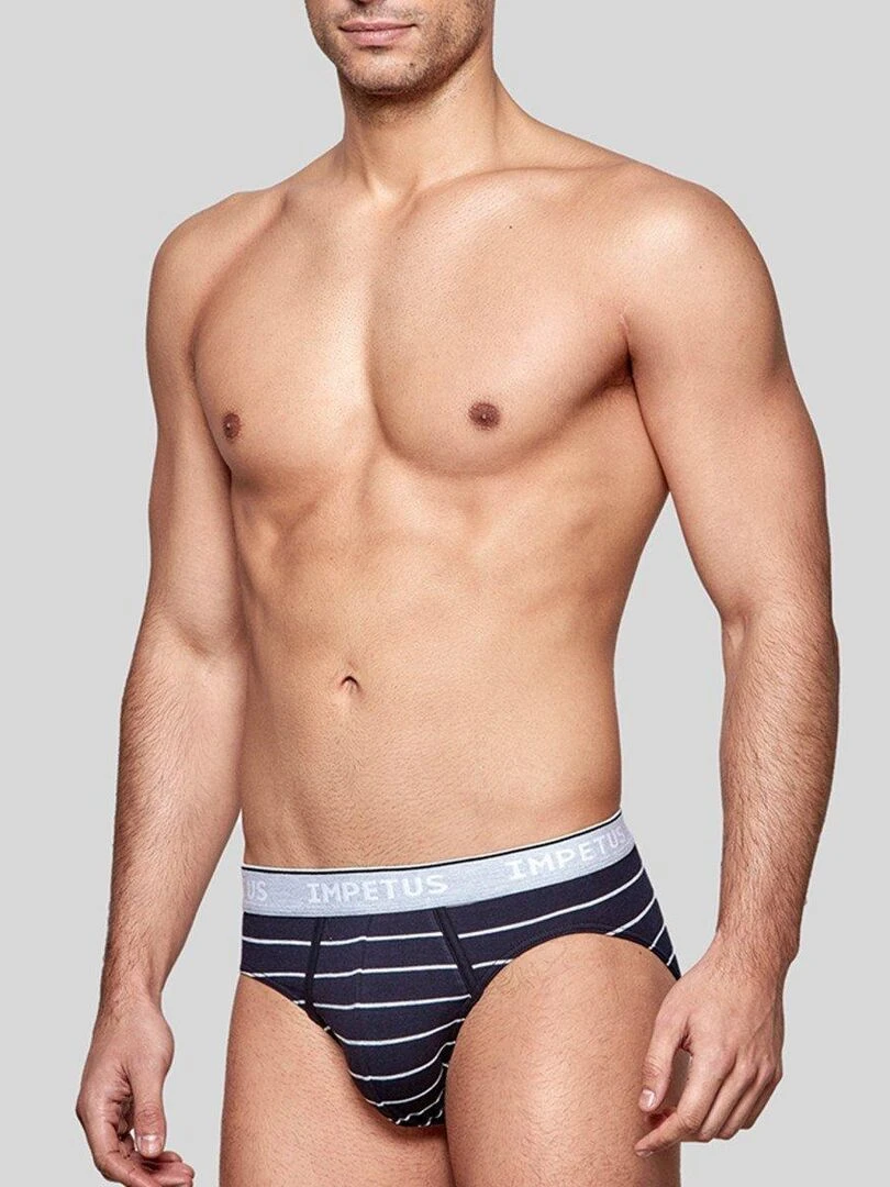 Slip rayé en coton bio Cotton Organic Bleu