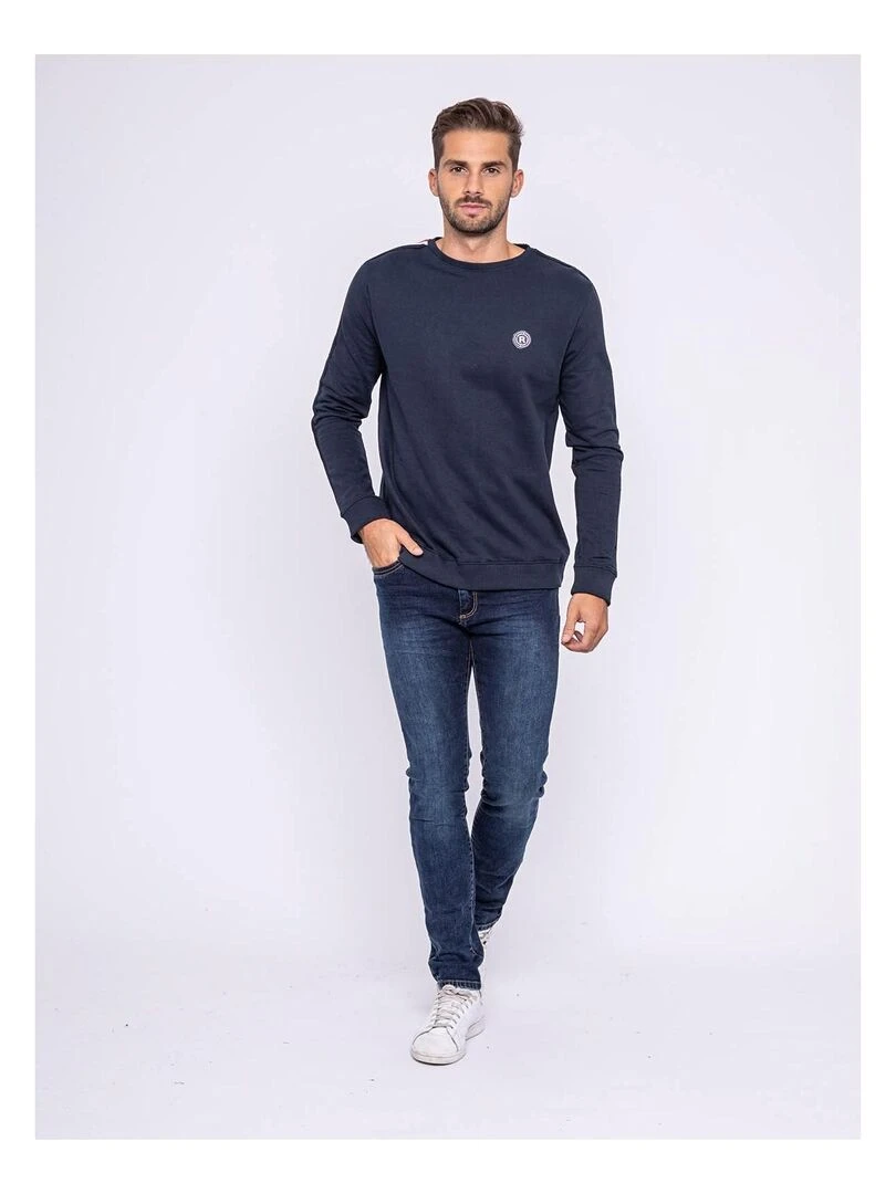 Sweat col rond pur coton WIMOLO   Bleu marine