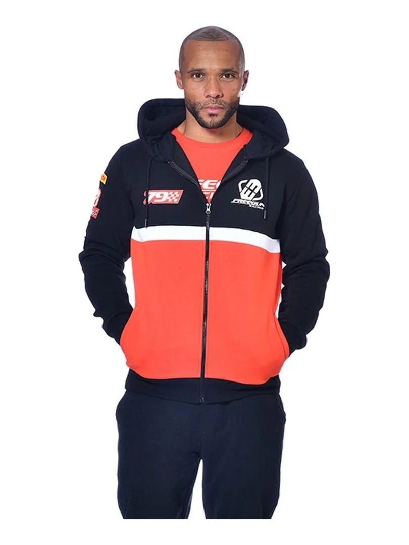 Sweat homme à capuche avec zip Collection Racing Freegun Rouge
