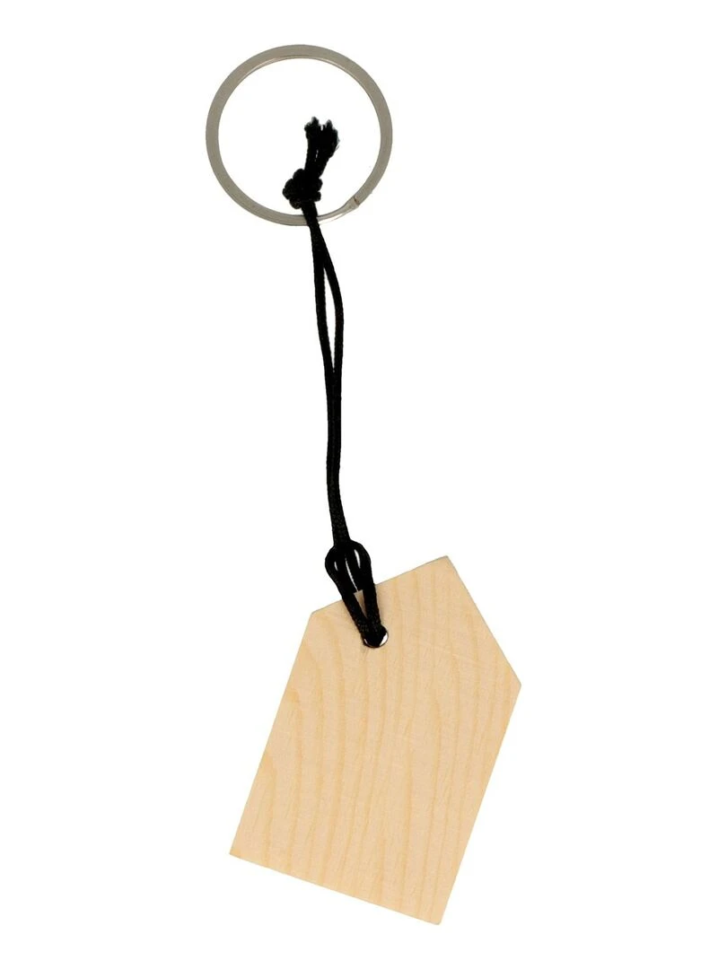 3 petits porte clés maison en bois Beige