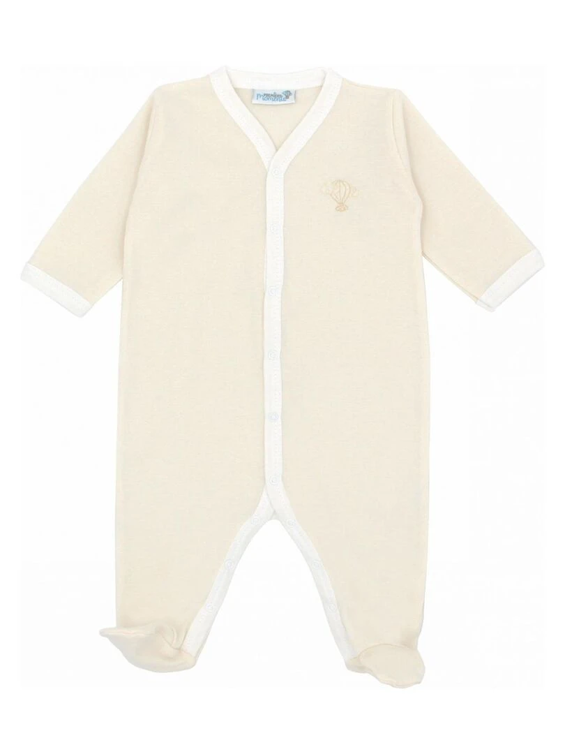 Pyjama été léger   100% coton biologique   1 à 6 mois   Blanc cassé