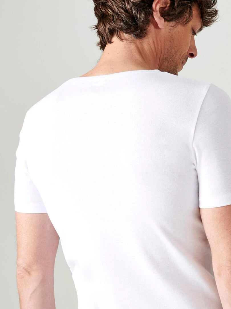 Lot de 2 t shirts col rond  manches courtes  Essential pur coton peigné   Damart   Blanc