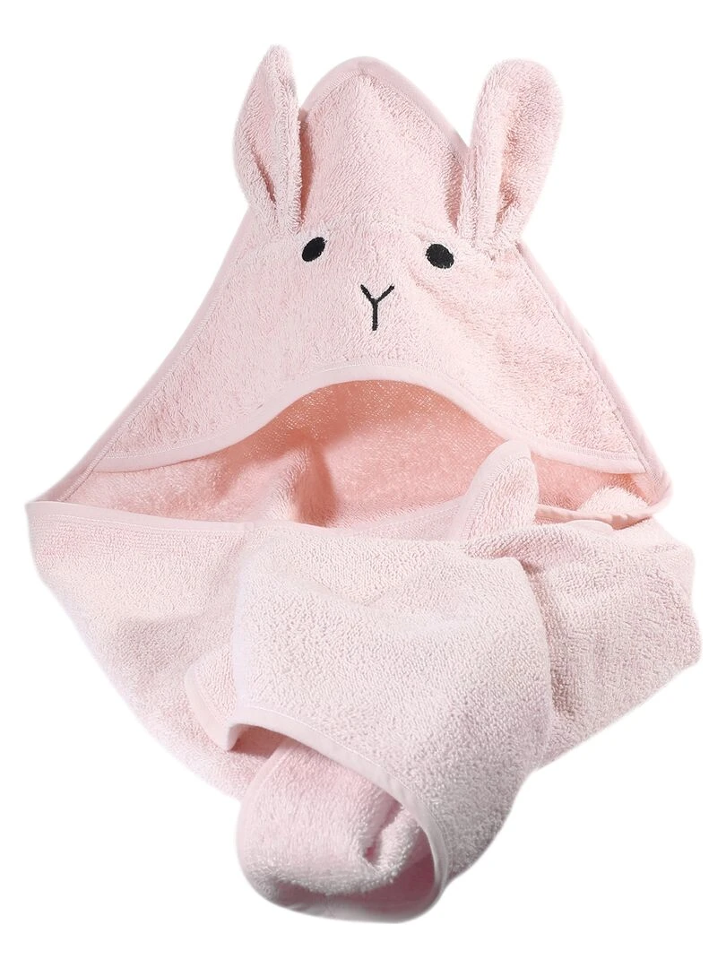 Cape de bain lapin en coton   Rose