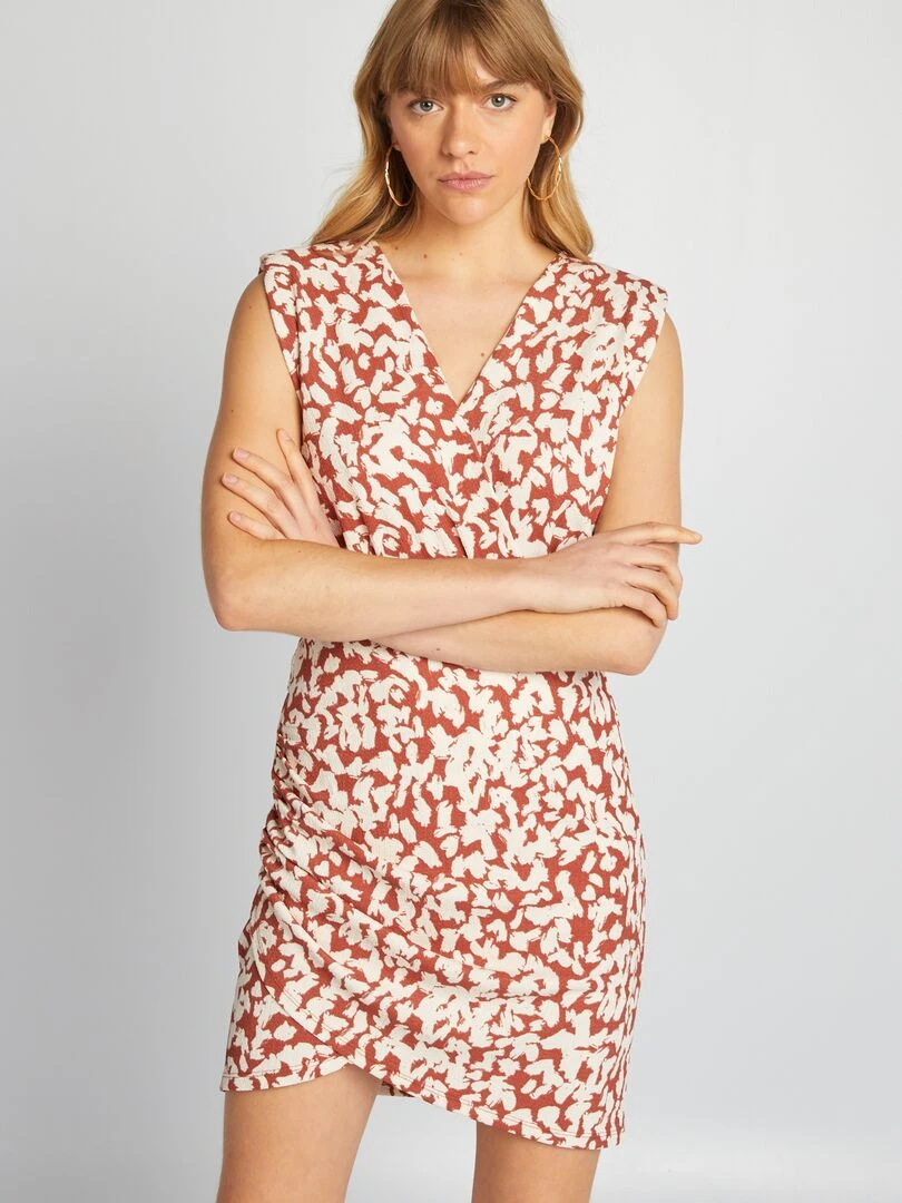 Robe crêpée à épaulettes Orange