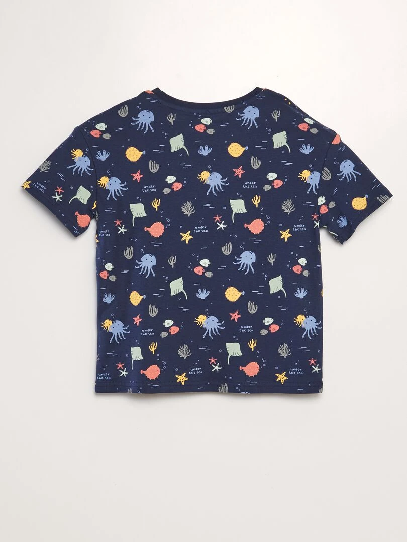 T shirt loose imprimé   Bleu marine