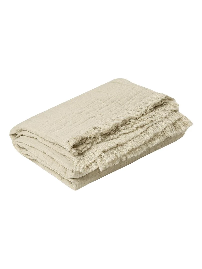 Plaid gaze de coton matelassé Gris foncé