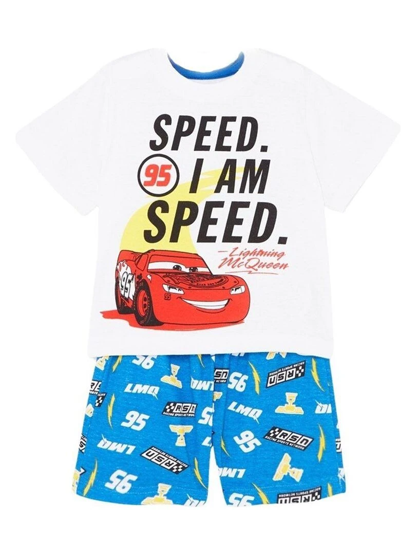 Disney Ensemble T shirt short garçon Imprimé Cars Bleu