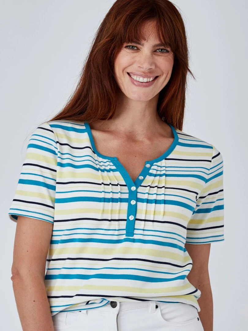 T shirt fine côte pur coton Damart Jaune