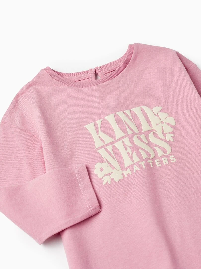 T shirt à Manches Longues pour Bébé Fille 'Flower Power' manches longues   Rose clair