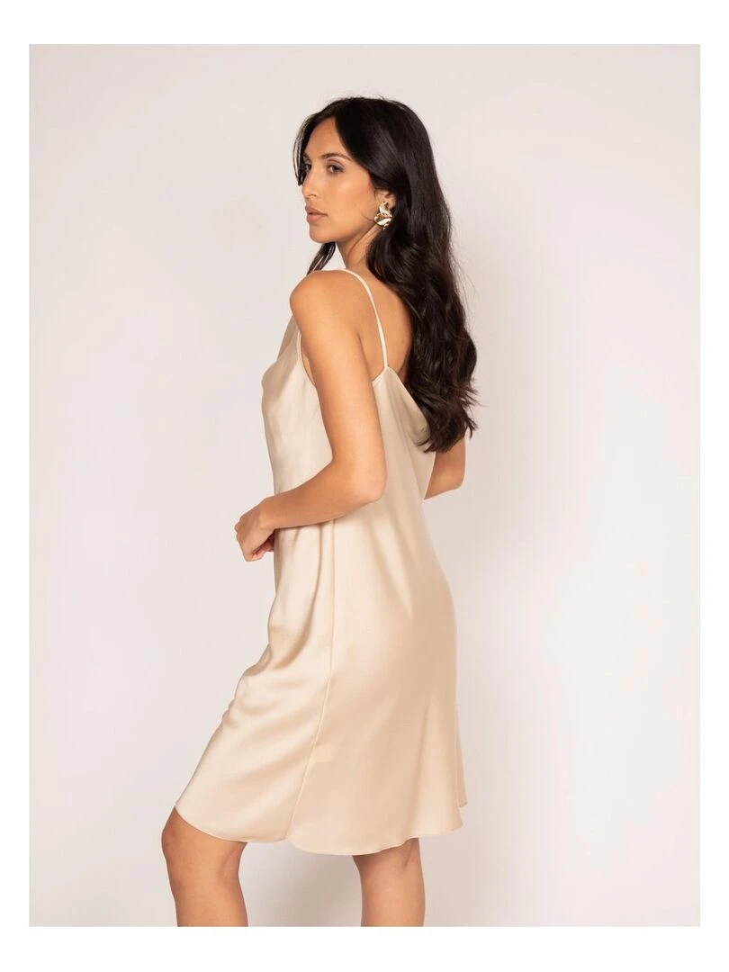 Robe courte satin IDALIA Beige
