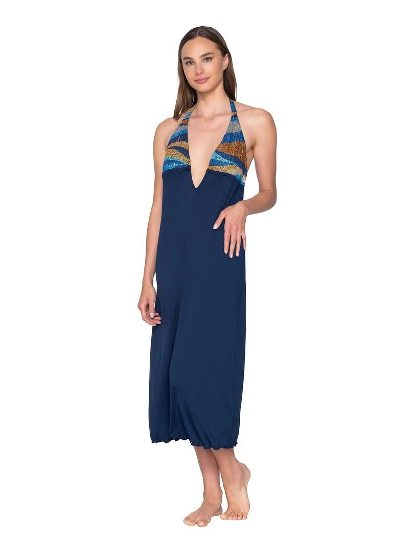 Robe longue estivale dos nu Liberty Multicolore
