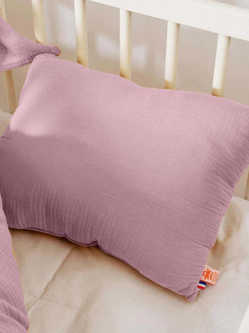 Coussin Rectangle en Coton Bio Rose Rose