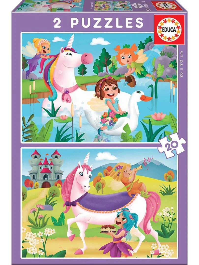 Puzzle 2 x 20 pièces : Licornes Et Fées N/A