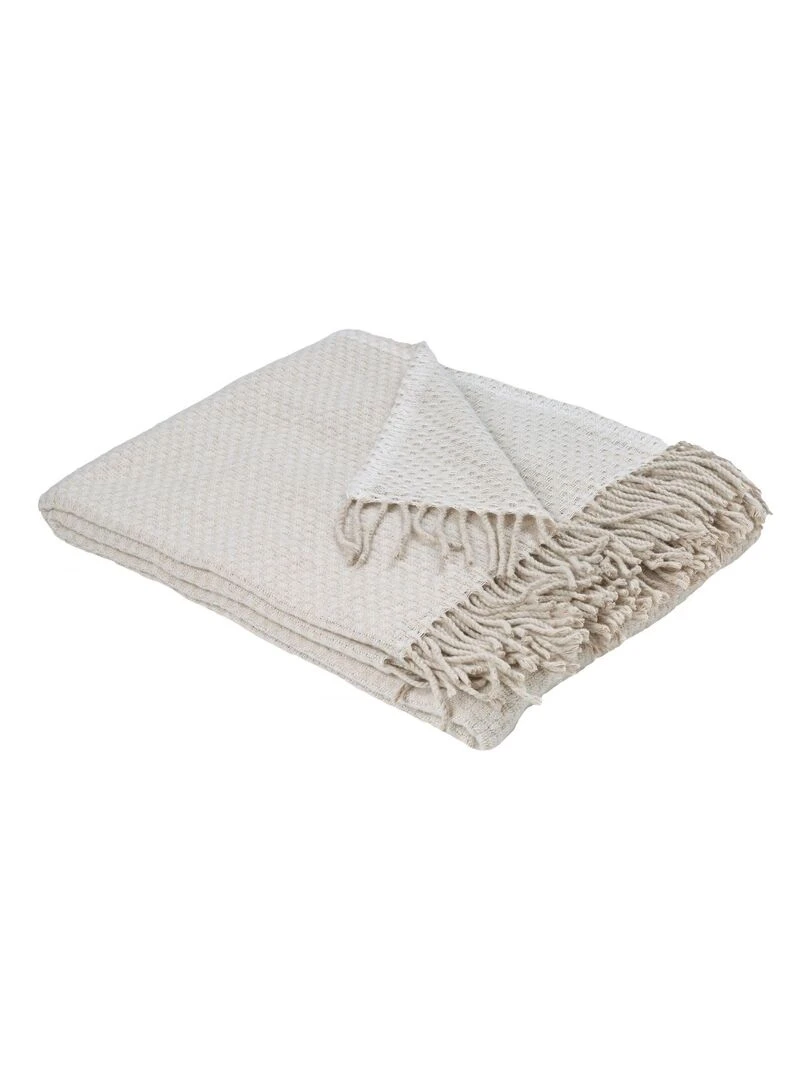 Plaid en mélange de matière Beige coquille