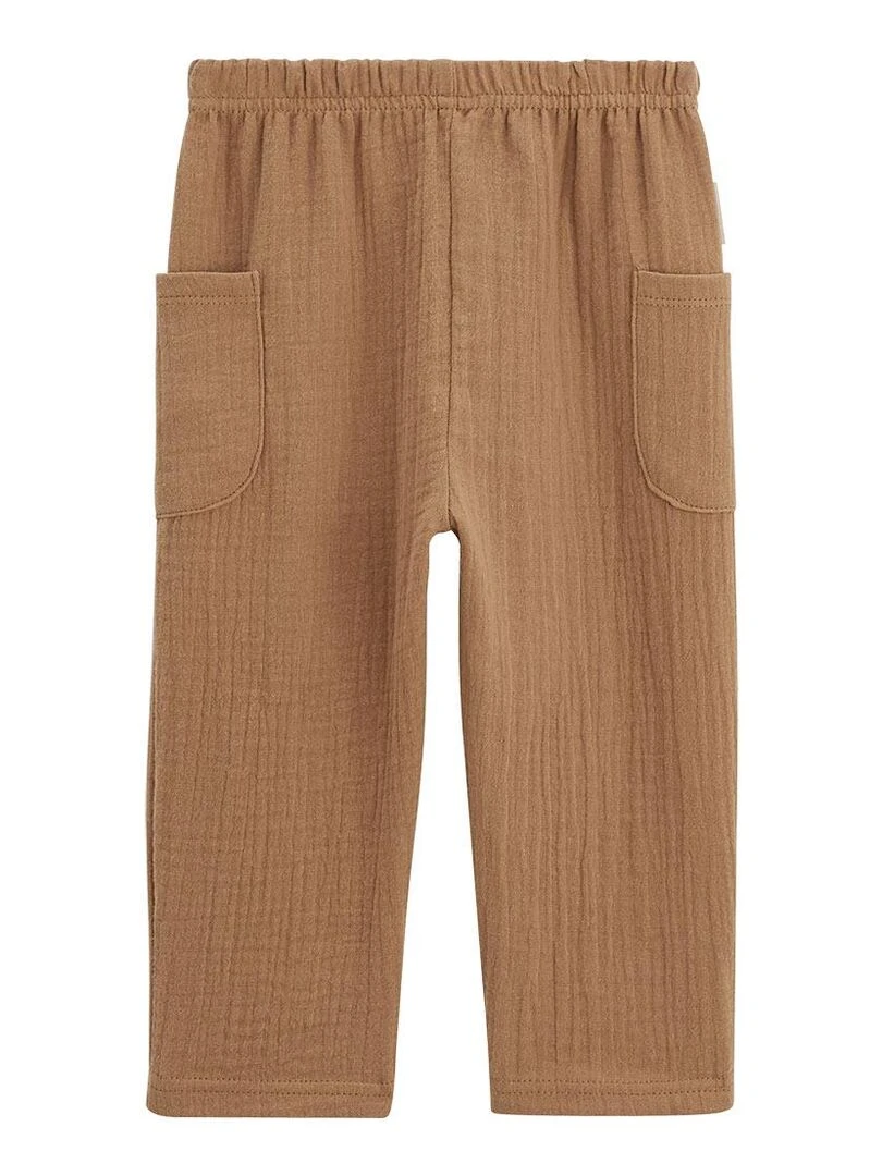 Pantalon bébé en gaze de coton camel Gao Camel
