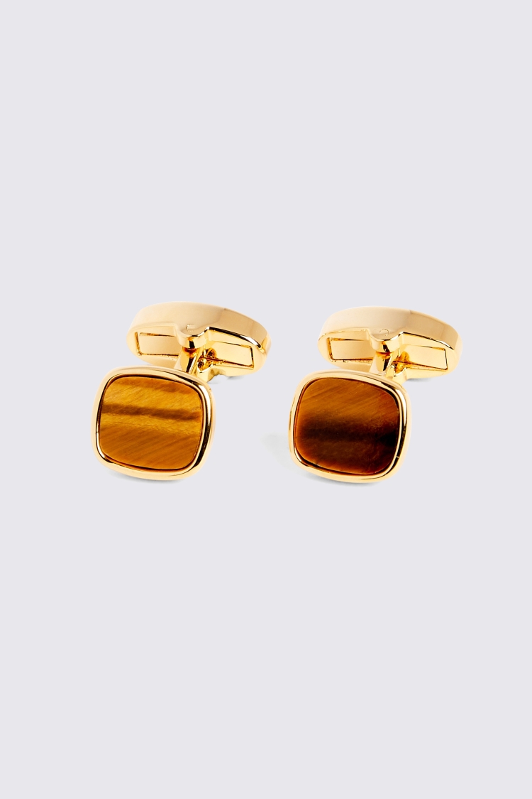 Gold Square Tiger Eye Cufflinks Buy Online at Moss