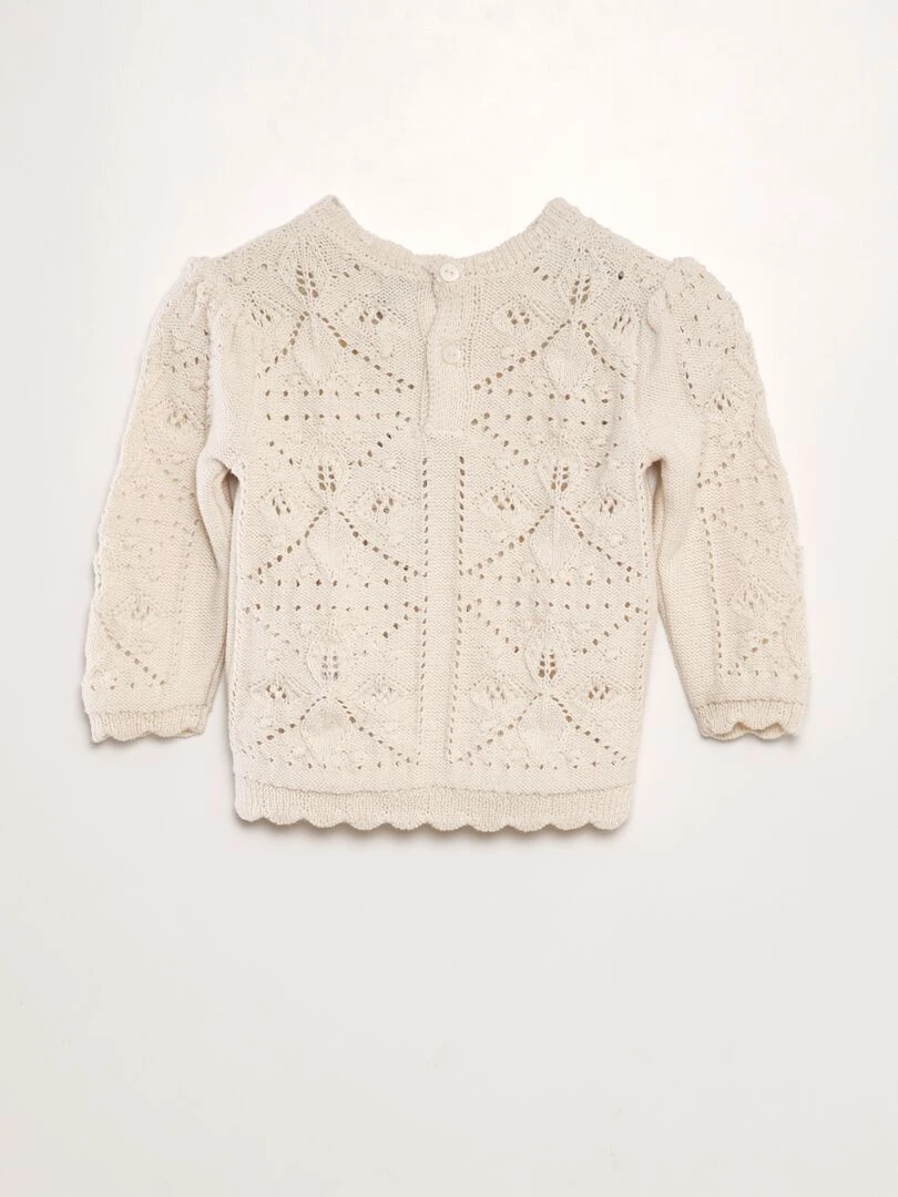 Pull en maille compact fantaisie Blanc