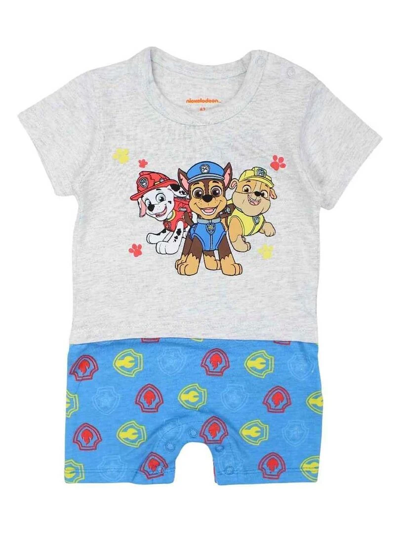 La Pat' Patrouille Combishort bébé garçon imprimé La Pat' Patrouille en coton Gris