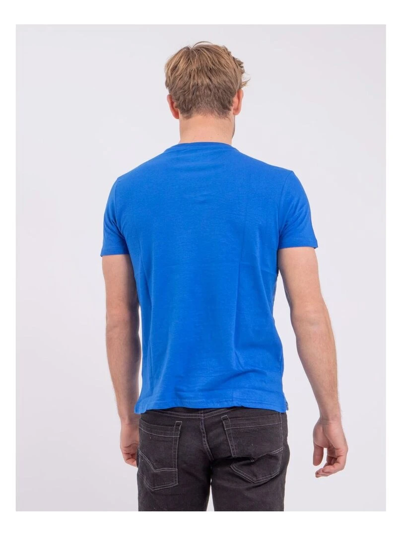 T shirt manches courtes col rond pur coton NOGAN   Bleu roi