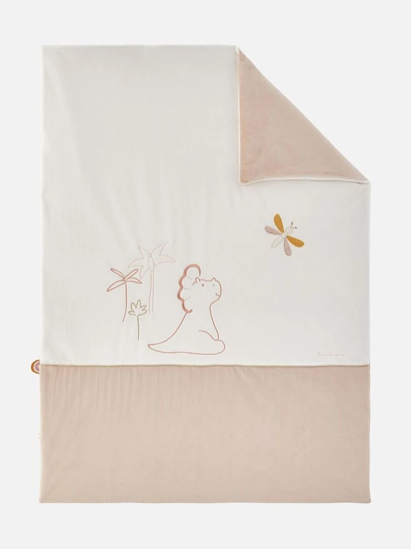 Couverture 75 x 100 cm Popsie Gigi & Louli en Veloudoux® écru/rose poudré Noukie's Blanc