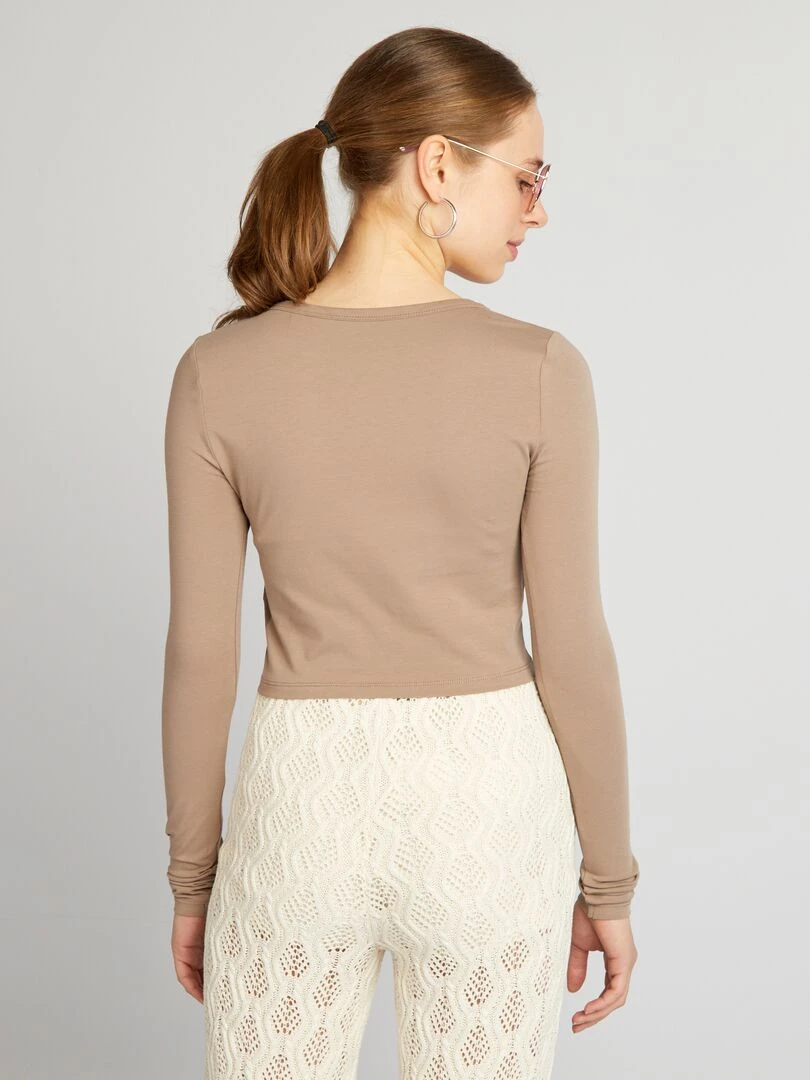 Crop top manches longues   BEIGE