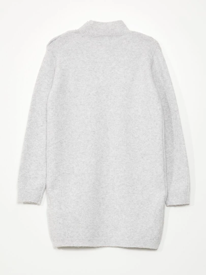 Robe pull en maille col montant Gris