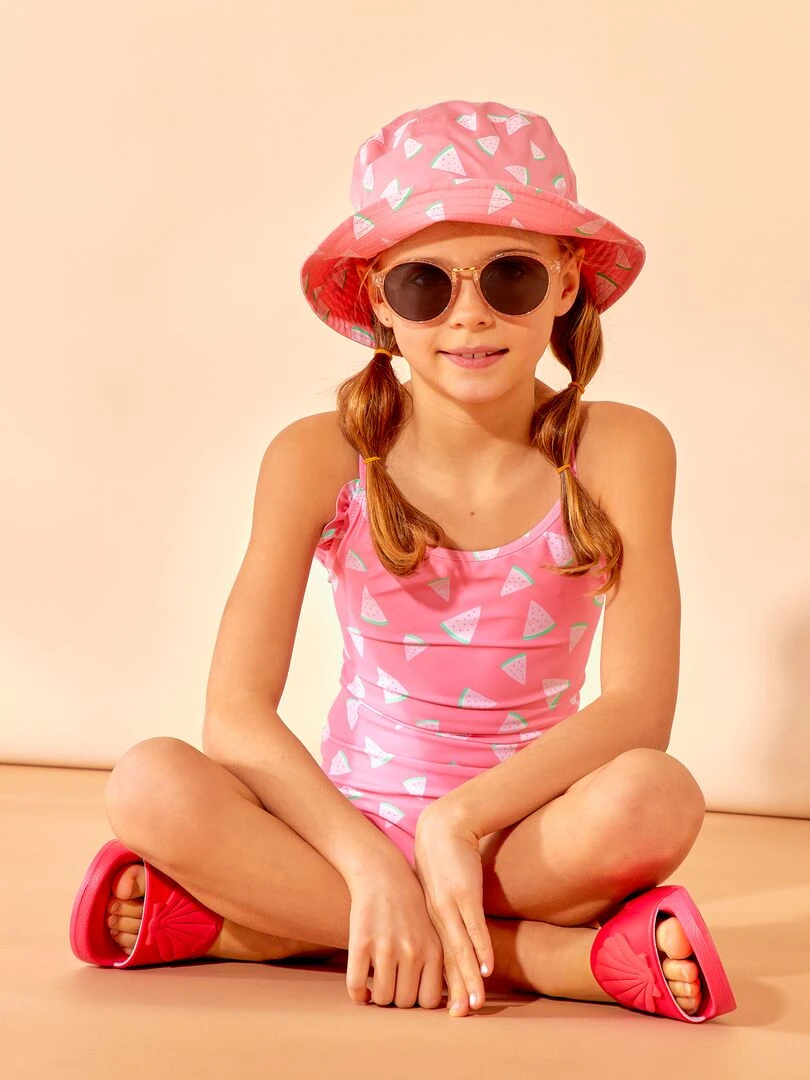 Maillot de bain croisé   1 pièce   Rose