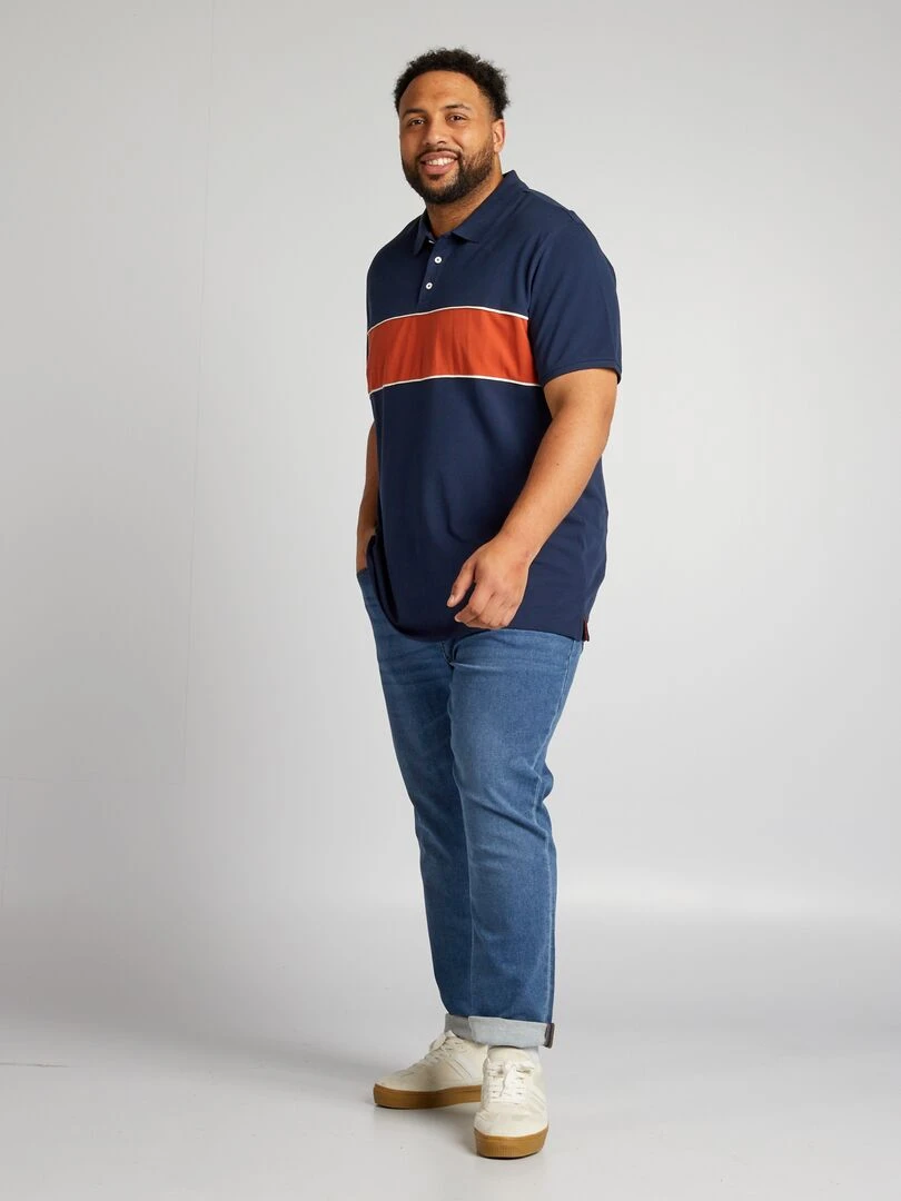 Polo en coton effet rugby orange