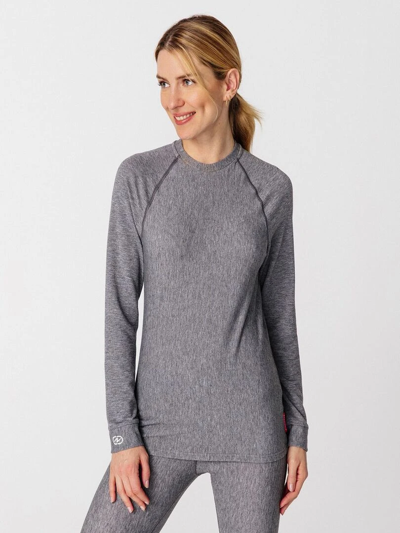T shirt col rond Comfort Thermolactyl 3 femme DamartSport Gris chiné