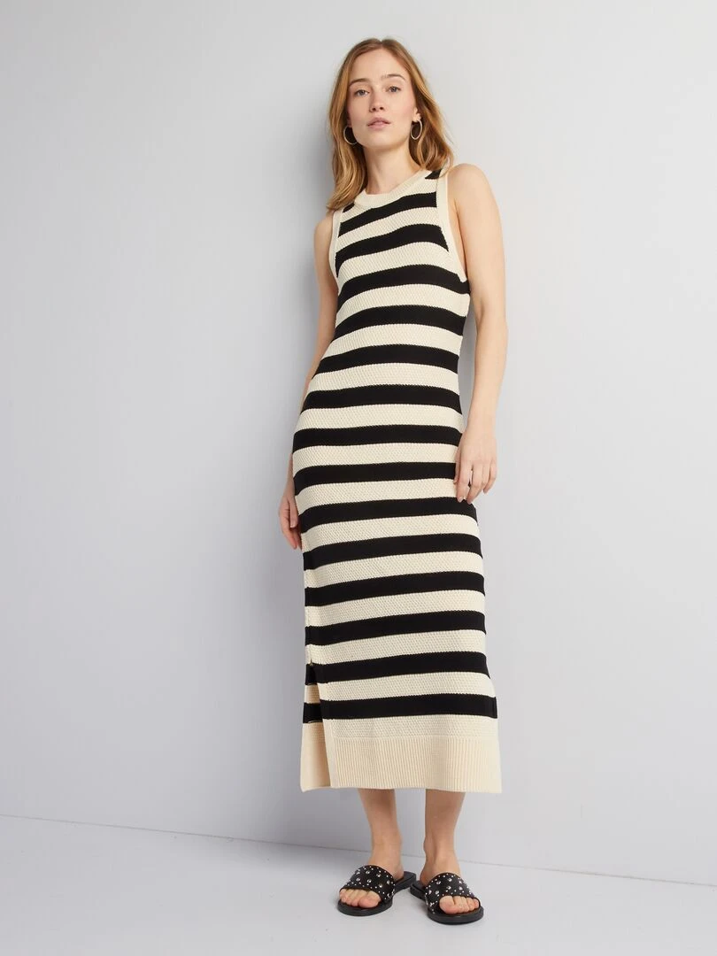 Robe en maille tricot   Beige