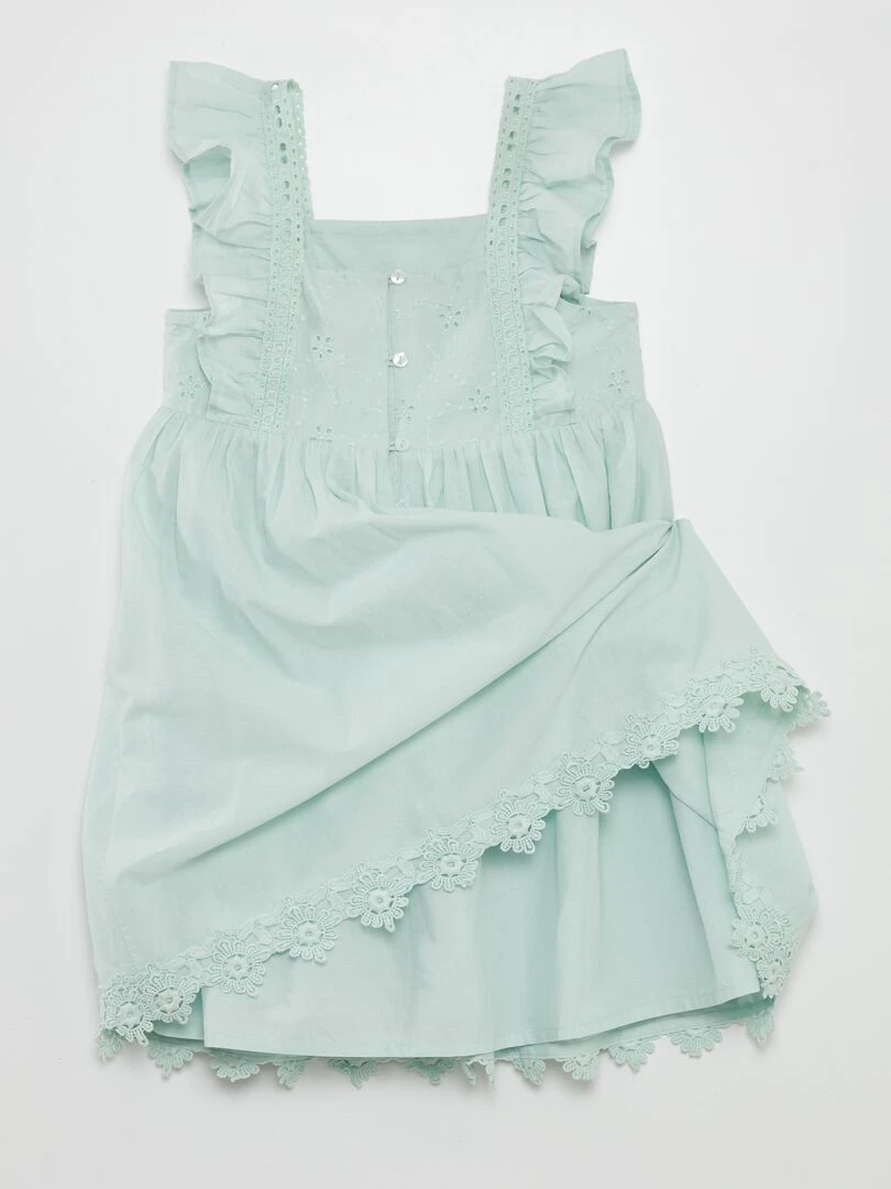 Robe volantée avec broderies   bleu