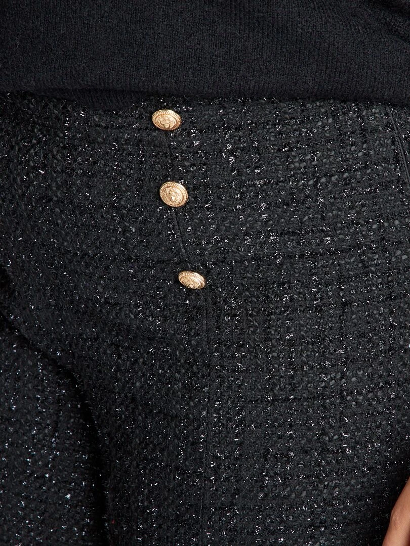 Short en tweed avec boutons fantaisie   noir