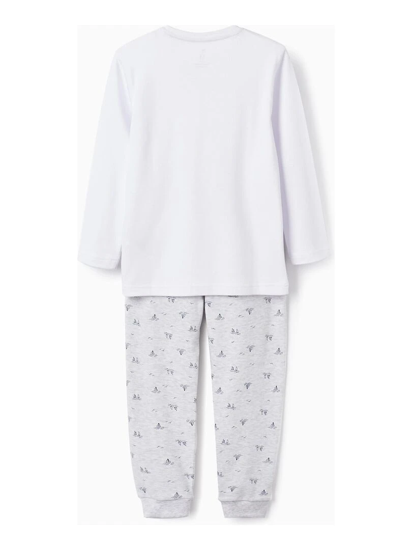 Pyjama en coton à manches longues pour garçon 'Sail Boats' manches longues ESSENTIALS LINE Gris clair