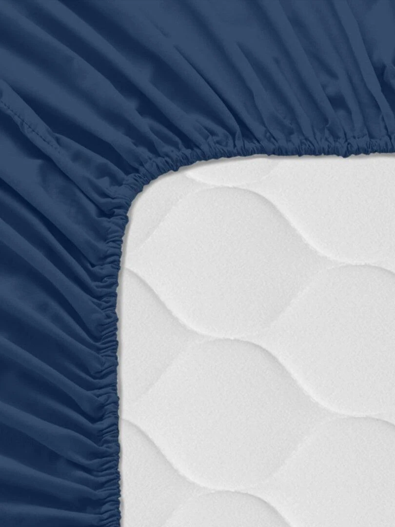 Drap housse Basic "Happyfriday"   Bleu marine