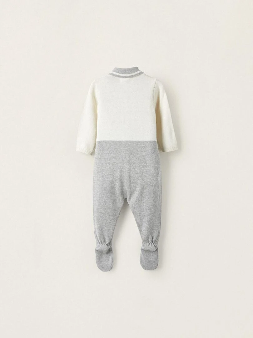 Combinaison en maille avec pieds pour nouveau né 'Lapin' manches longues EARLY BLOOM Blanc