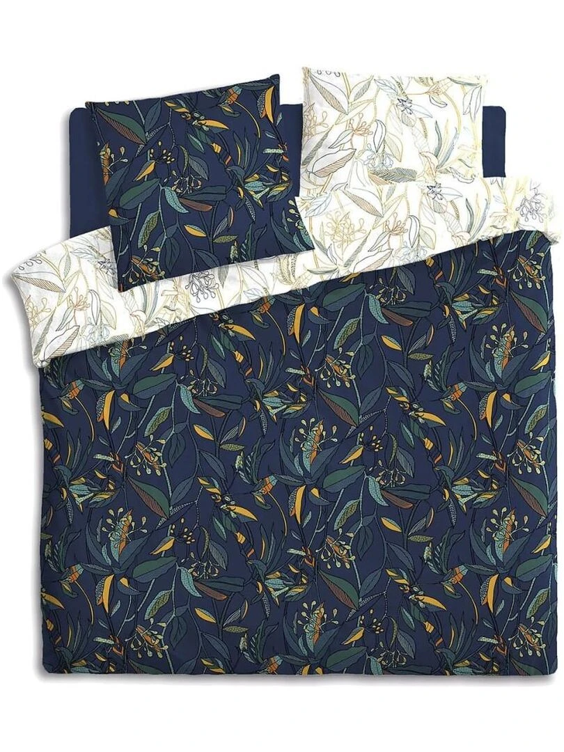 Housse de couette 240x220 Kepas + 2 taies coton percale 80 fils Bleu