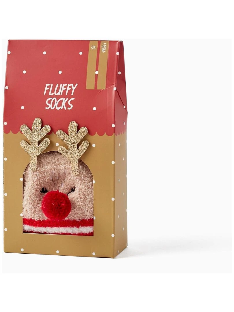 Chaussettes avec Pompon et Cornes pour Fille 'Rudolph' NOËL Multicolore