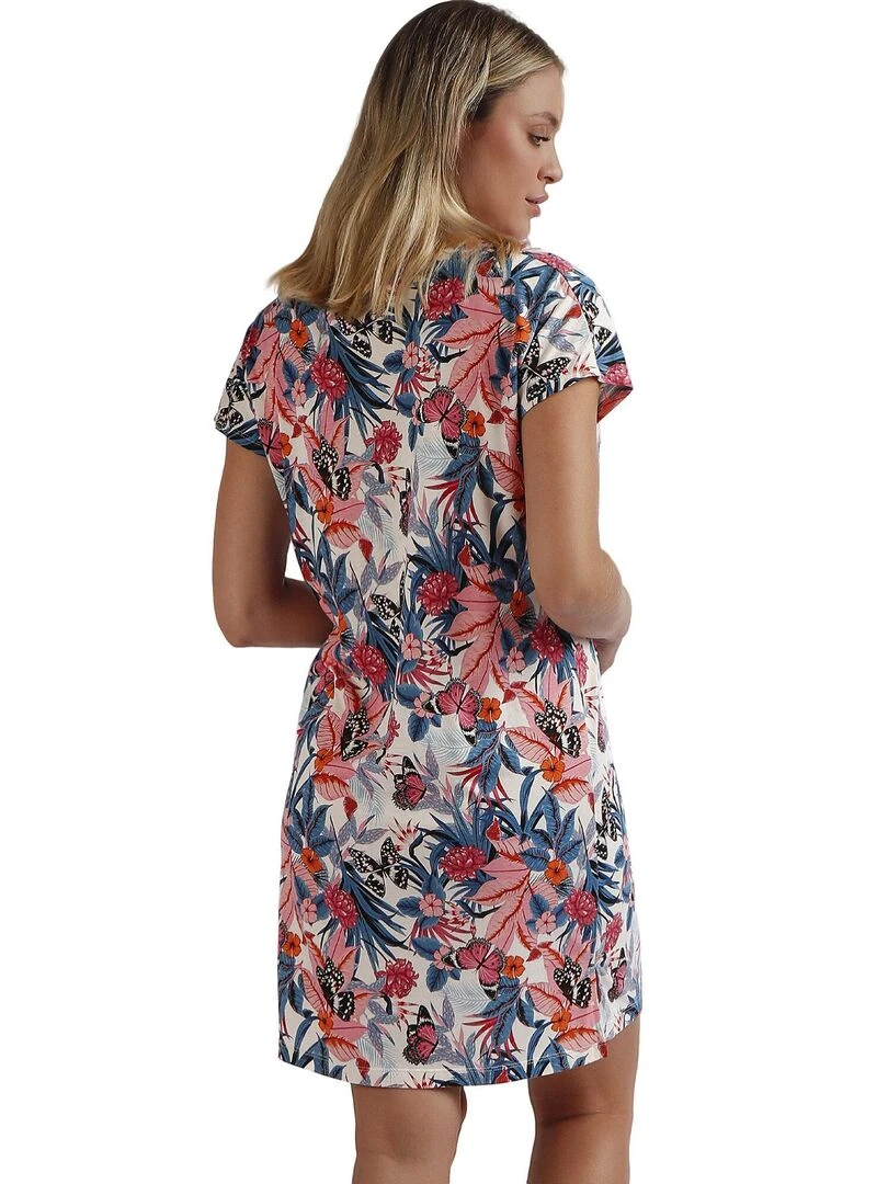 Chemise de nuit manches courtes Butterflies Bleu