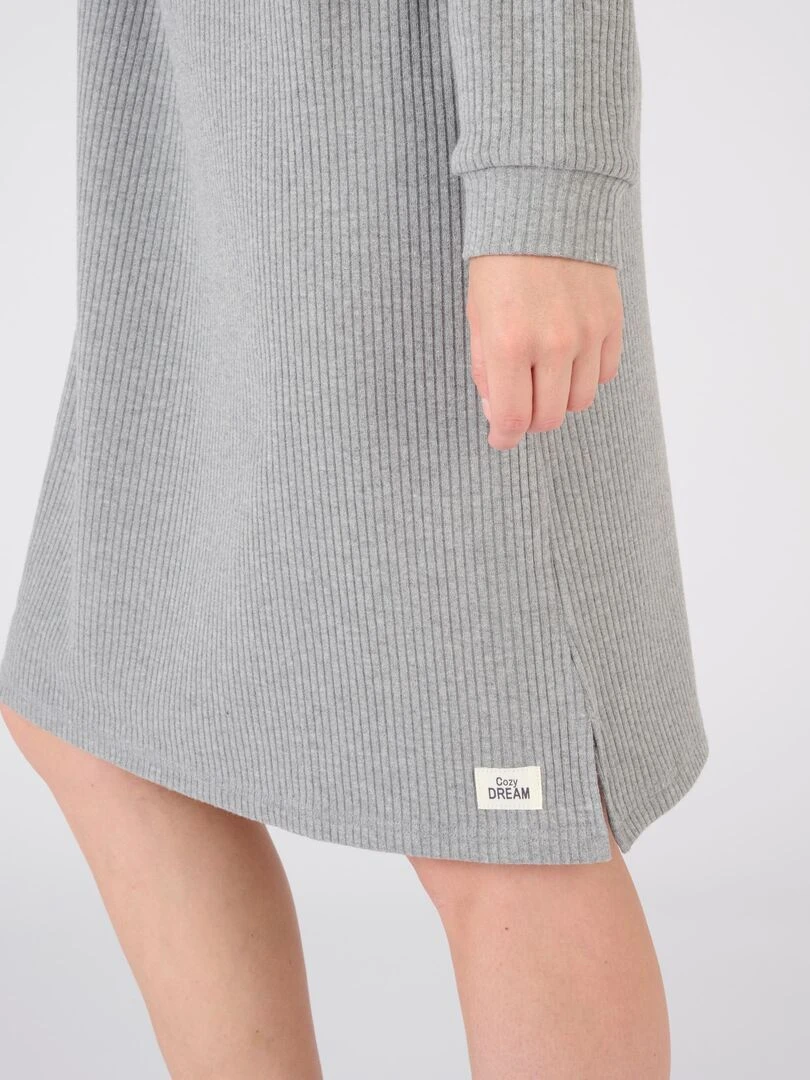 Chemise de nuit maille côtelée Thermolactyl   Damart   Gris chiné