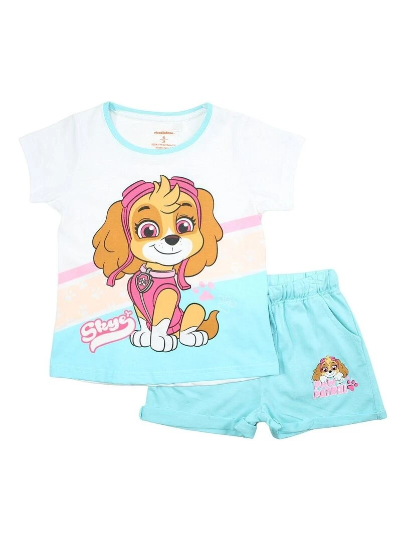 Paw Patrol Ensemble T shirt short fille Imprimé La Pat' Patrouille Bleu
