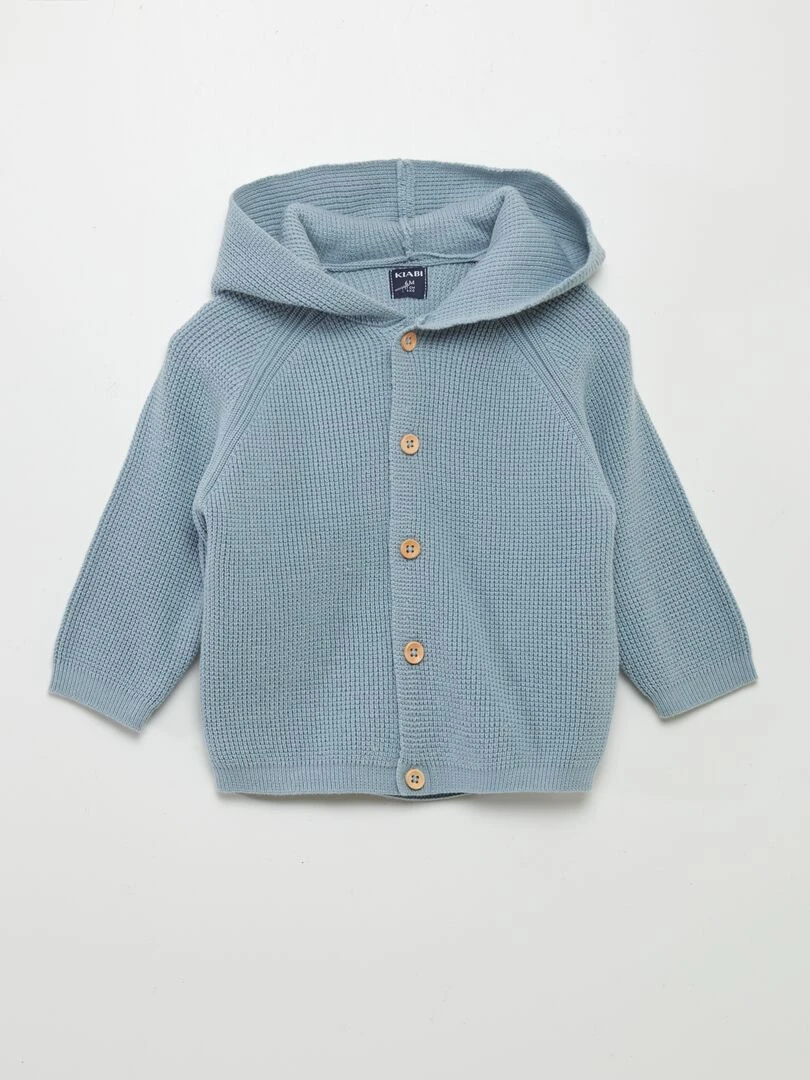 Gilet à capuche en maille tricot Bleu