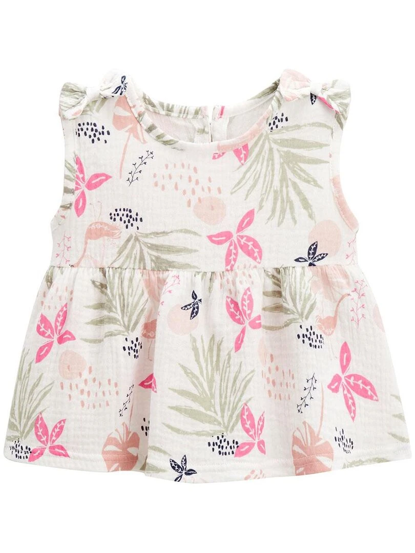 Blouse enfant en gaze de coton Calipso Ecru