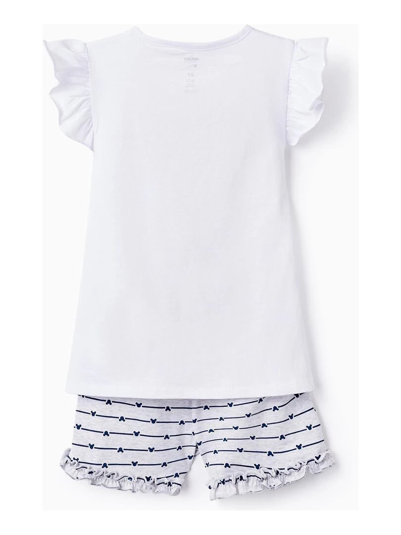 Pyjama En Coton Pour Fille 'Minnie' manches courtes Blanc