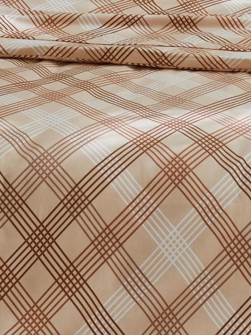Parure de couette en flanelle au look graphique   Beige foncé